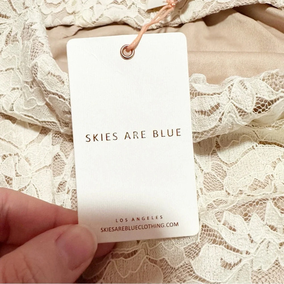 NWT Skies are Blue• Cream and nude lace midi skirt size extra small XS NEW - Picture 5 of 14
